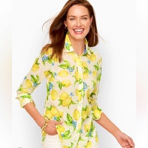 Talbots Lemon Floral Button Down Shirt